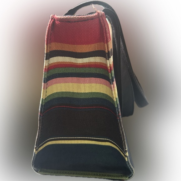 Boho multicolor striped canvas formed bag - Picture 2 of 5